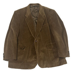 David Taylor Men’s Corduroy Blazer 46L Brown Sport Coat Jacket Cotton 2 Button